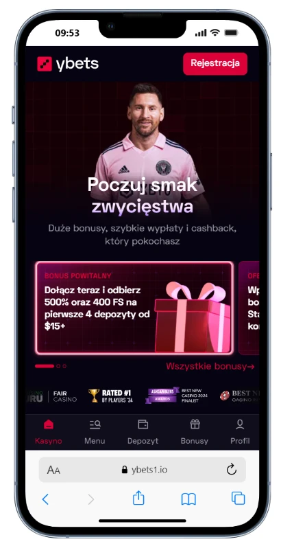 Ybets Casino rejestracja krok 1